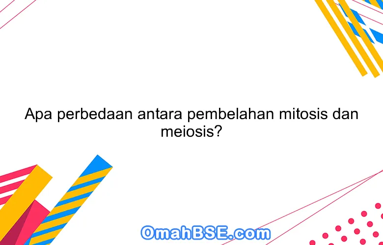 Apa perbedaan antara pembelahan mitosis dan meiosis?