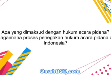 Apa yang dimaksud dengan hukum acara pidana? Bagaimana proses penegakan hukum acara pidana di Indonesia?