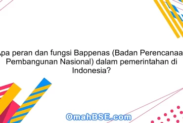 Apa peran dan fungsi Bappenas (Badan Perencanaan Pembangunan Nasional) dalam pemerintahan di Indonesia?
