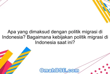 Apa yang dimaksud dengan politik migrasi di Indonesia? Bagaimana kebijakan politik migrasi di Indonesia saat ini?