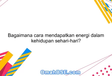 Bagaimana cara mendapatkan energi dalam kehidupan sehari-hari?