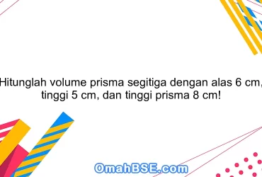 Hitunglah volume prisma segitiga dengan alas 6 cm, tinggi 5 cm, dan tinggi prisma 8 cm!