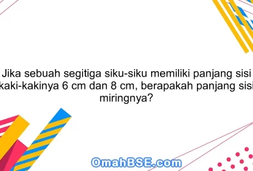 Jika sebuah segitiga siku-siku memiliki panjang sisi kaki-kakinya 6 cm dan 8 cm, berapakah panjang sisi miringnya?