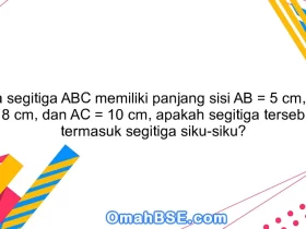 Jika segitiga ABC memiliki panjang sisi AB = 5 cm, BC = 8 cm, dan AC = 10 cm, apakah segitiga tersebut termasuk segitiga siku-siku?