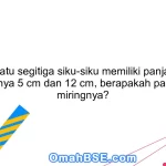 Jika suatu segitiga siku-siku memiliki panjang sisi kaki-kakinya 5 cm dan 12 cm, berapakah panjang sisi miringnya?