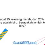 Jika terdapat 25 kelereng merah, dan 20% dari total kelereng adalah biru, berapakah jumlah kelereng biru?